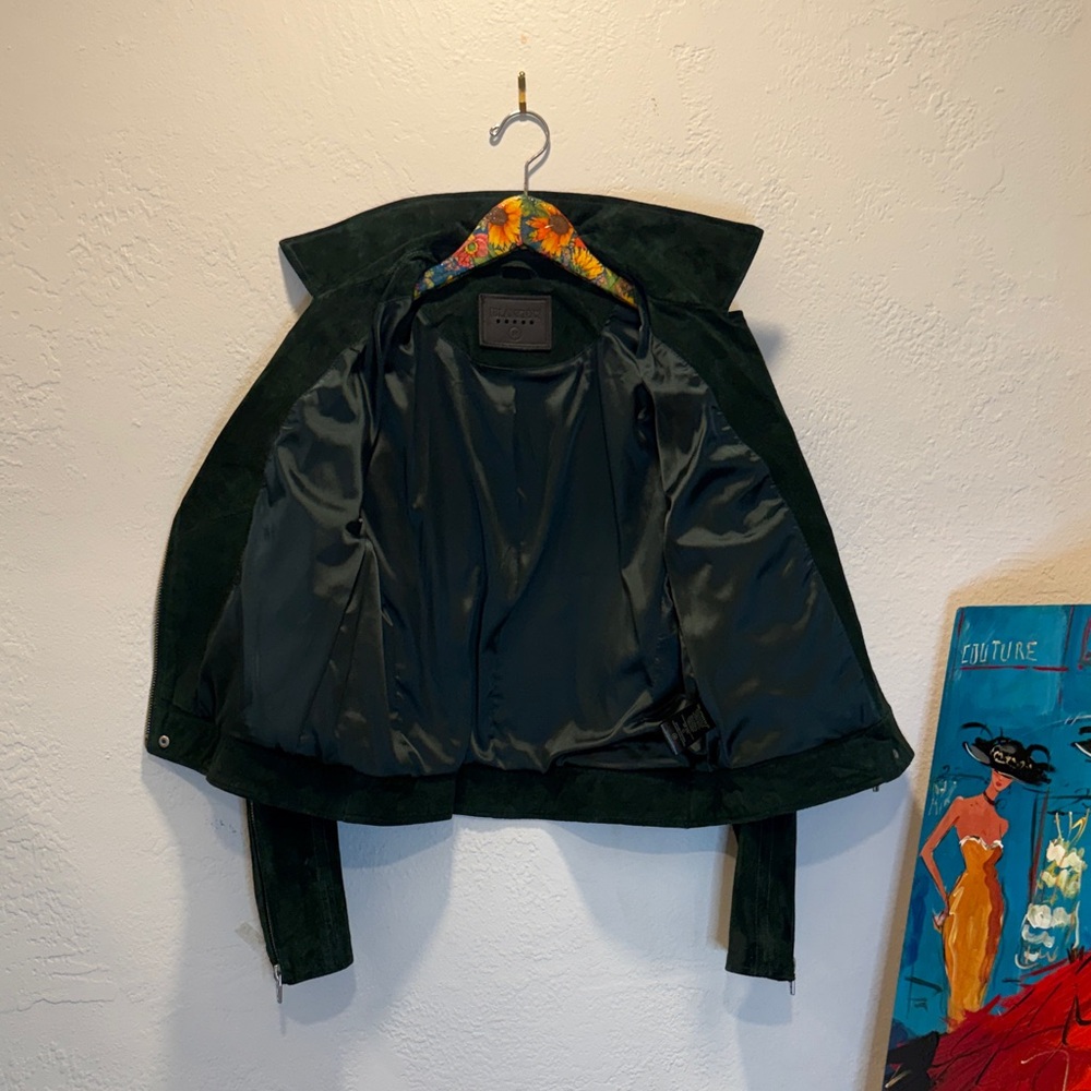 BLANKNYC Dark Green Suede Moto Jacket Size Medium (NWOT) - Picture 8 of 10